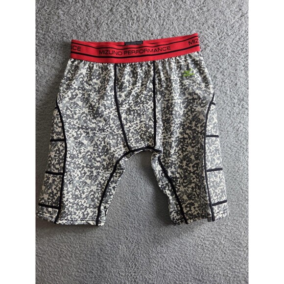 Mizuno Shorts Mens L Gray Digital Camo Baseball Padded Sliding Compression - Picture 1 of 8